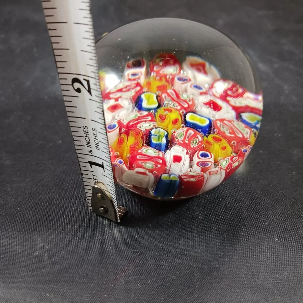 Vintage Murano Style Millefiori Italy Multicolored Cane Art Glass Paperweight